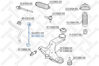 Тяга стабилизатора передняя правая STELLOX 5653031SX