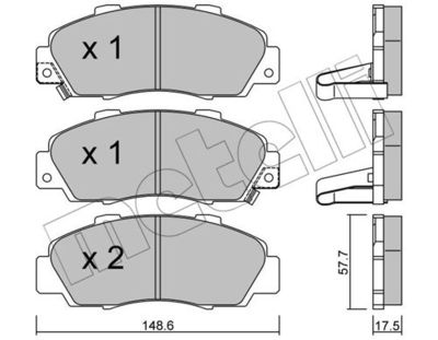 Комплект колодок для дискового тормоза METELLI 2202980