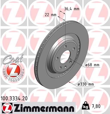 Диск тормозной ZIMMERMANN 100333420