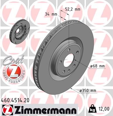 Диск тормозной передний левый ZIMMERMANN 460451420