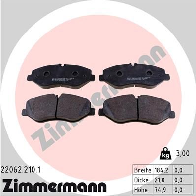 Колодки тормозные передние ZIMMERMANN 220622101