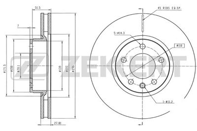Диск тормозной передний Zekkert BS5600