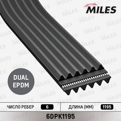 Ремень поликлиновой Miles 6DPK1195