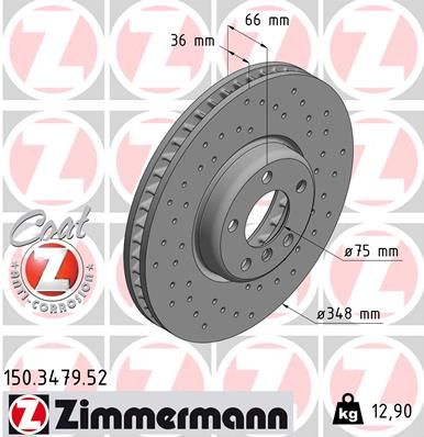 Диск тормозной ZIMMERMANN 150347952