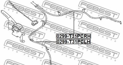 Трос стояночного тормоза правый FEBEST 0299T31PCRH