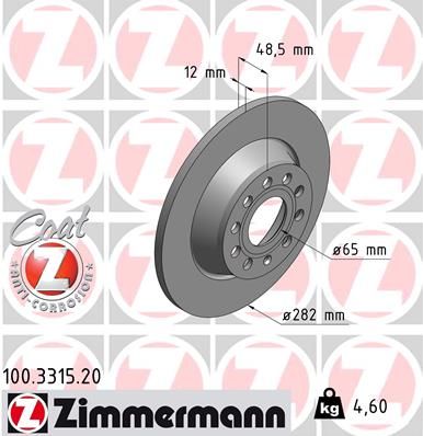 Диск тормозной ZIMMERMANN 100331520