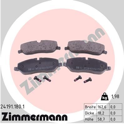 Колодки тормозные дисковые ZIMMERMANN 241911801