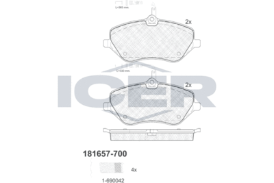 Колодки тормозные дисковые передние ICER 181657700