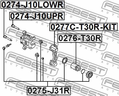 Втулка направляющая суппорта тормозного заднего FEBEST 0274J10LOWR