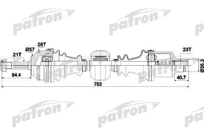 Полуось правая PATRON PDS1398