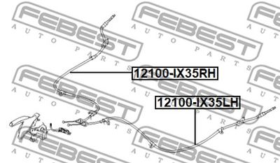 Трос стояночного тормоза правый FEBEST 12100IX35RH