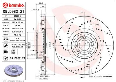 Диск тормозной BREMBO 09D98221