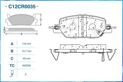 Колодки тормозные задние CWORKS C12CR0035