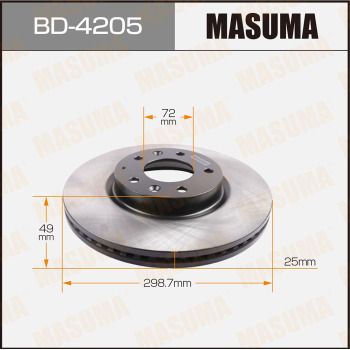 Диск тормозной передний вентилируемый Masuma BD4205