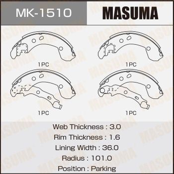Колодки тормозные барабанные Masuma MK1510