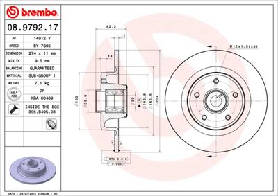 Диск тормозной BREMBO 08979217