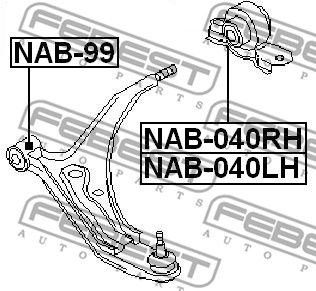 Сайлентблок задний переднего рычага правый FEBEST NAB040RH