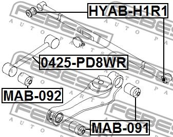 Сайлентблок задней поперечной тяги FEBEST HYABH1R1