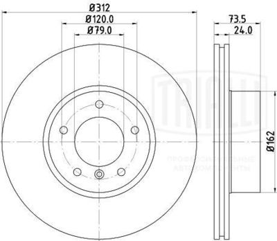 Диск тормозной передний TRIALLI DF261008