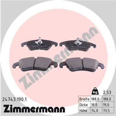 Колодки тормозные дисковые ZIMMERMANN 247431901