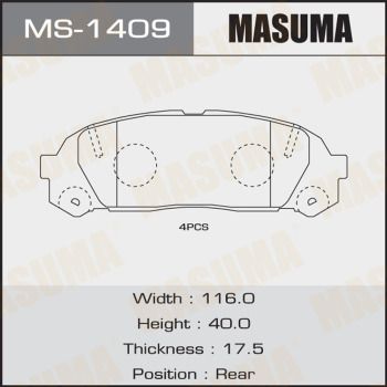 Колодки тормозные дисковые Masuma MS1409