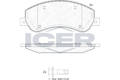 Колодки тормозные дисковые передние ICER 141793204