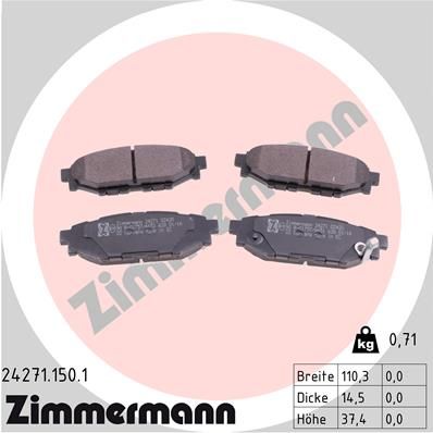 Колодки тормозные дисковые ZIMMERMANN 242711501