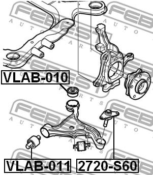 Сайлентблок нижнего переднего рычага FEBEST VLAB010