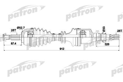 Полуось правая PATRON PDS0436