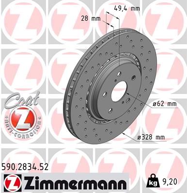 Диск тормозной ZIMMERMANN 590283452