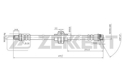 Шланг тормозной передний Zekkert BS9425