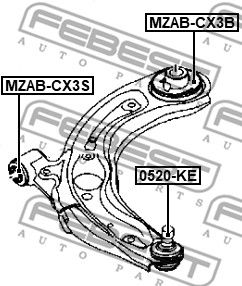 Сайлентблок рычага переднего FEBEST MZABCX3S