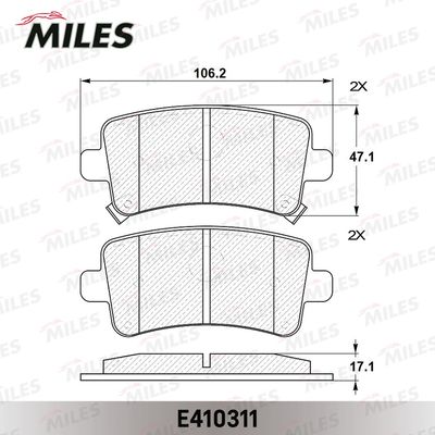 Колодки тормозные задние Miles E410311