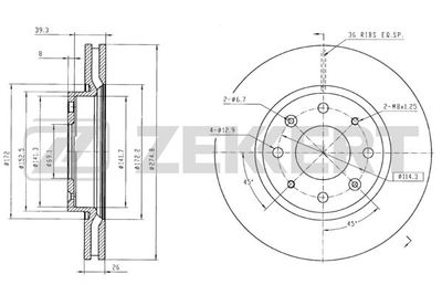 Диск тормозной передний Zekkert BS5476