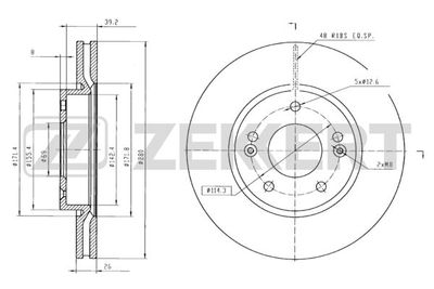 Диск тормозной передний Zekkert BS5119