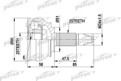 ШРУС наружный комплект PATRON PCV1258