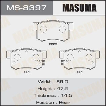 Колодки тормозные задние Masuma MS8397