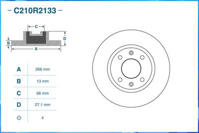 Диск тормозной передний CWORKS C210R2133