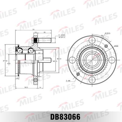 Ступица задняя с подшипником Miles DB83066
