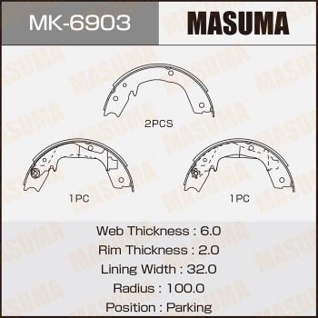 Колодки стояночного тормоза Masuma MK6903