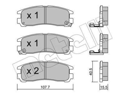Комплект колодок для дискового тормоза METELLI 2203980