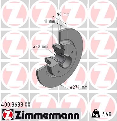 Диск тормозной ZIMMERMANN 400363800