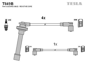 Комплект проводов высоковольтных TESLA T849B