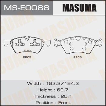 Колодки тормозные дисковые Masuma MSE0088