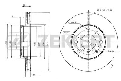 Диск тормозной передний Zekkert BS5034
