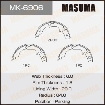 Колодки тормозные барабанные Masuma MK6906
