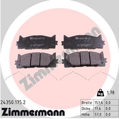 Колодки тормозные дисковые передние ZIMMERMANN 243501752