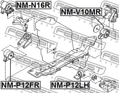 Опора двигателя правая FEBEST NMP12LH