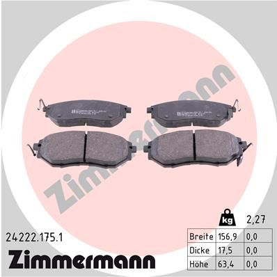 Колодки тормозные передние ZIMMERMANN 242221751