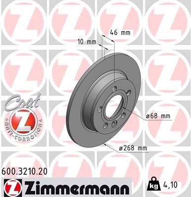 Диск тормозной ZIMMERMANN 600321020